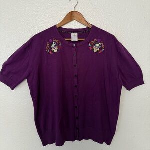 Disney Women’s mamá coco Purple Cardigan with Embroidered Details 2XL